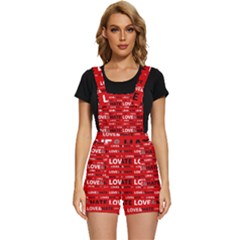 Love And Hate Typographic Design Pattern Short Overalls by dflcprintsclothing