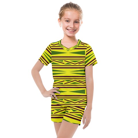 Abstract Pattern Geometric Backgrounds Kids  Mesh Tee And Shorts Set by Eskimos