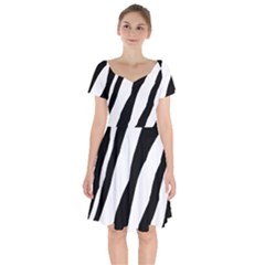 Zebra Lines Short Sleeve Bardot Dress by FunDressesShop