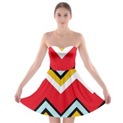 Chevron Colorful Print Strapless Bra Top Dress by FunDressesShop