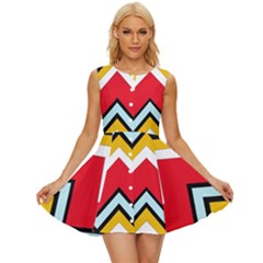 Chevron Colorful Print Sleeveless Button Up Dress by FunDressesShop