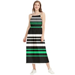 Green And White Black Stripes Boho Sleeveless Summer Dress by FunDressesShop