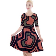 Abstract Pattern Geometric Backgrounds Quarter Sleeve A-line Dress by Eskimos