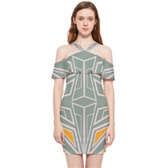 Abstract Pattern Geometric Backgrounds Shoulder Frill Bodycon Summer Dress by Eskimos
