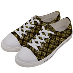 Tiled Mozaic Pattern, Gold And Black Color Symetric Design Men s Low Top Canvas Sneakers by Casemiro
