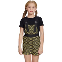 Tiled Mozaic Pattern, Gold And Black Color Symetric Design Kids  Short Overalls by Casemiro