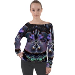 The High Priestess Card Off Shoulder Long Sleeve Velour Top by MRNStudios
