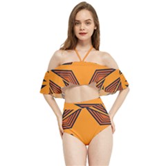 Abstract Pattern Geometric Backgrounds  Halter Flowy Bikini Set  by Eskimos