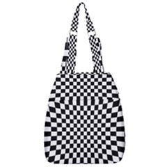 Illusion Checkerboard Black And White Pattern Center Zip Backpack by Nexatart