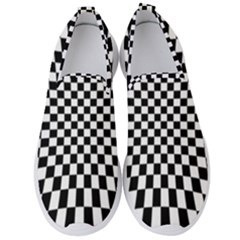 Illusion Checkerboard Black And White Pattern Men s Slip On Sneakers by Nexatart