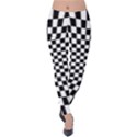 Illusion Checkerboard Black And White Pattern Velvet Leggings View1