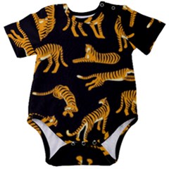 Seamless-exotic-pattern-with-tigers Baby Short Sleeve Onesie Bodysuit by Jancukart