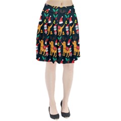 Funny Christmas Pattern Background Pleated Skirt by Jancukart