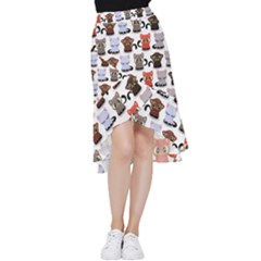 Seamless Pattern With Cute Little Kittens Various Color Frill Hi Low Chiffon Skirt by Jancukart
