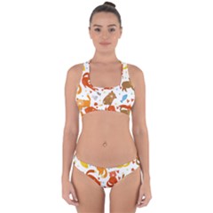 Seamless Pattern With Kittens White Background Cross Back Hipster Bikini Set by Jancukart