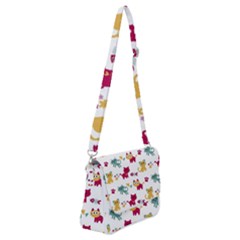 Pattern With Cute Cats Shoulder Bag With Back Zipper by Jancukart