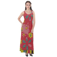 Aiflowers-pattern Sleeveless Velour Maxi Dress by Jancukart
