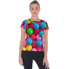 Bubble Gum Short Sleeve Sports Top  by artworkshop