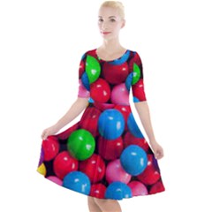 Bubble Gum Quarter Sleeve A-line Dress by artworkshop