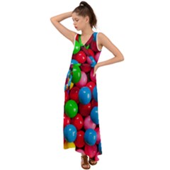 Bubble Gum V-neck Chiffon Maxi Dress by artworkshop