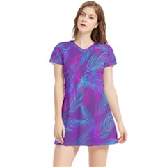 Leaf-pattern-with-neon-purple-background Women s Sports Skirt by Jancukart
