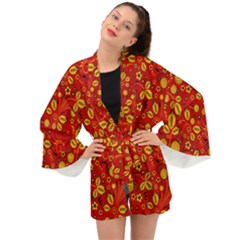 Seamless-pattern-slavic-folk-style Long Sleeve Kimono by Jancukart
