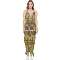 Forest-vintage-seamless-background-with-owls Sleeveless Tie Ankle Chiffon Jumpsuit