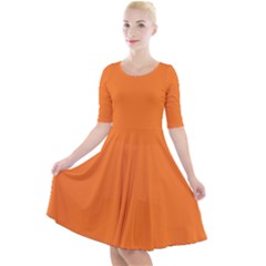 Orange Quarter Sleeve A-line Dress by FunDressesShop