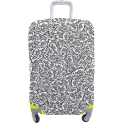 Black And White Hello Text Motif Random Pattern Luggage Cover (large) by dflcprintsclothing