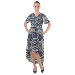 Abstract Pattern Geometric Backgrounds Front Wrap High Low Dress by Eskimos
