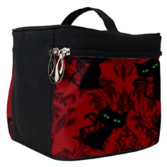Halloween Goth Cat Pattern In Blood Red Make Up Travel Bag (small) by InPlainSightStyle