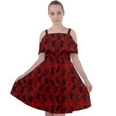 Micro Blood Red Cats Cut Out Shoulders Chiffon Dress by InPlainSightStyle