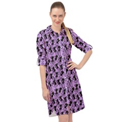 Purple Cat Long Sleeve Mini Shirt Dress by InPlainSightStyle