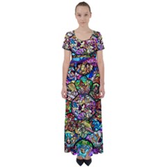 Character Disney Stained High Waist Short Sleeve Maxi Dress by artworkshop