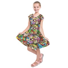 Character Disney Stained Kids  Short Sleeve Dress by artworkshop