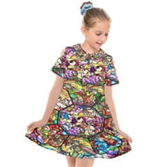 Character Disney Stained Kids  Short Sleeve Shirt Dress by artworkshop