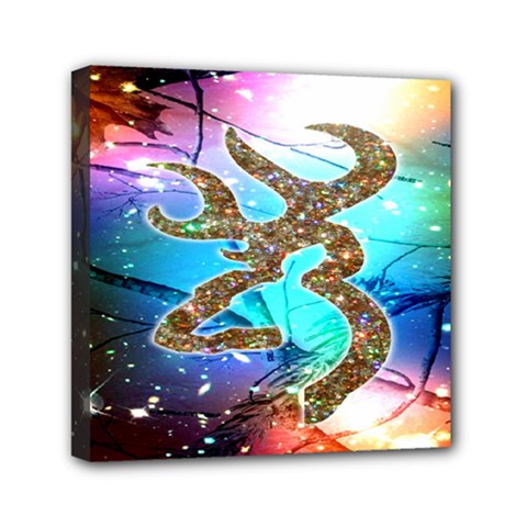 Browning Deer Glitter Galaxy Mini Canvas 6  X 6  (stretched) by artworkshop