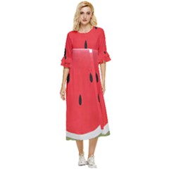 Watermelon Pillow Fluffy Double Cuff Midi Dress by artworkshop