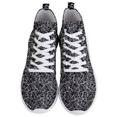 Dark Black And White Floral Pattern Men s Lightweight High Top Sneakers by dflcprintsclothing