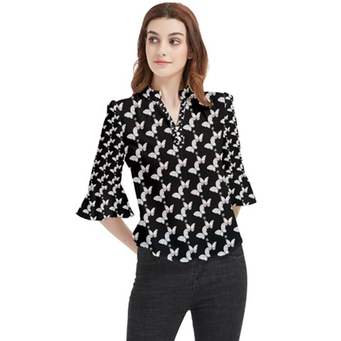 Butterfly Loose Horn Sleeve Chiffon Blouse by Sparkle