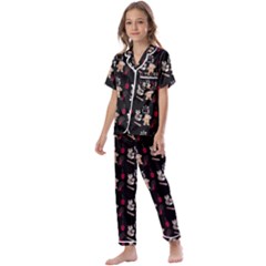 Cat Pattern Kids  Satin Short Sleeve Pajamas Set by Sparkle