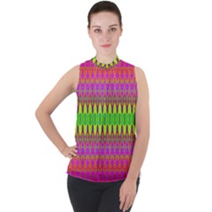 Groovy Godess Mock Neck Chiffon Sleeveless Top by Thespacecampers