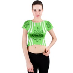 Folk Flowers Print Floral Pattern Ethnic Art Crew Neck Crop Top by Eskimos