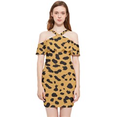 Animal Print - Leopard Jaguar Dots Shoulder Frill Bodycon Summer Dress by ConteMonfrey