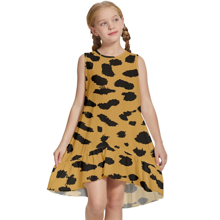 Animal print - Leopard Jaguar dots Kids  Frill Swing Dress