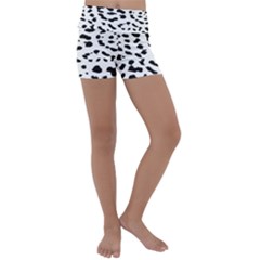 Black And White Leopard Dots Jaguar Kids  Lightweight Velour Yoga Shorts by ConteMonfrey