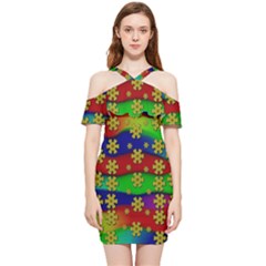 Blooming Stars On The Rainbow So Rare Shoulder Frill Bodycon Summer Dress by pepitasart