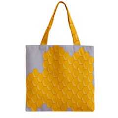 Hexagons Yellow Honeycomb Hive Bee Hive Pattern Zipper Grocery Tote Bag by artworkshop