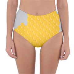 Hexagons Yellow Honeycomb Hive Bee Hive Pattern Reversible High-waist Bikini Bottoms by artworkshop