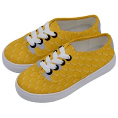 Hexagons Yellow Honeycomb Hive Bee Hive Pattern Kids  Classic Low Top Sneakers by artworkshop